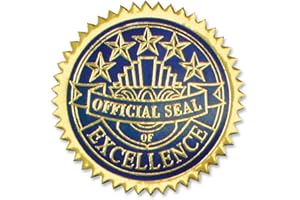 PaperDirect Deluxe Embossed Excellence Gold and Blue Foil Certificate Seals, 2 Inch, Self Adhesive, 100 Count, Embossed Seals for Certificates, Achievement Award Stickers for School, Work, Diploma
