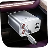 LISEN 4 in 1 Retractable Car Charger for iPhone 16