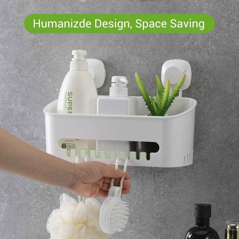 Luxear Suction Shower Caddy Basket Storage Wall Mounted Bathroom kitchen Shelf Holder Easy to Install - Image 5