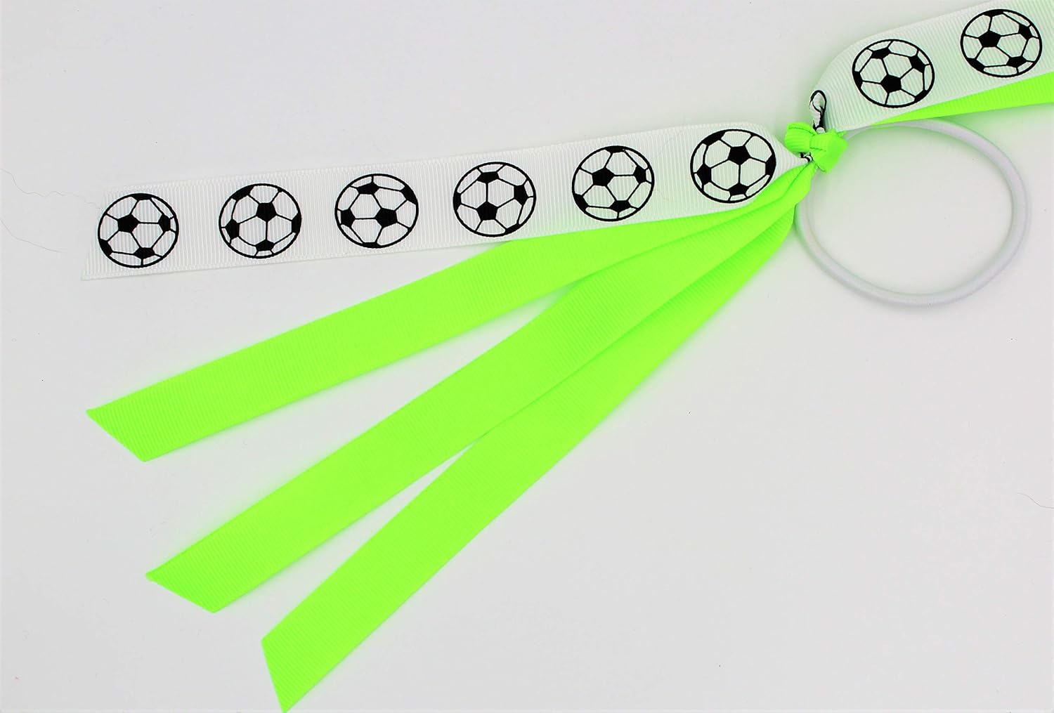 Amazon Com Soccer Ribbon Ponytail Hair Tie Ribbon Streamers Lime
