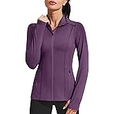 PINSPARK Women's Athletic Jackets Slim Fit Workout Jacket Full Zip Up Running Gym Yoga Sports Tops with Pockets