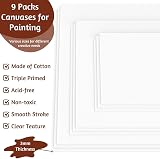 Koncci 9 Pack Cotton Canvas Panels for Acrylic Oil Paint 20x20 20x30 30x40cm view 3