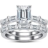AimiIee Oval/Pear/Cushion Cut Moissanite Wedding Ring Set D Color VVS1 Clarity 925 Sterling Silver Engagement Promise Anniversary Rings Bridal Sets for Women with Certificate
