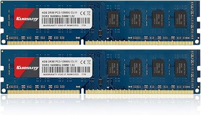 Kuesuny 8GB (2x4GB) DDR3 1600MHz PC3-12800U Desktop RAM 1.5V CL11 240-Pin