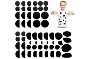 BENWANFEE 12 Sheets Adhesive Felt Circles Felt Pads Cow Style Felt Pad for Halloween DIY Projects Costume Party Decorations Supplies, Round and Irregular Shape