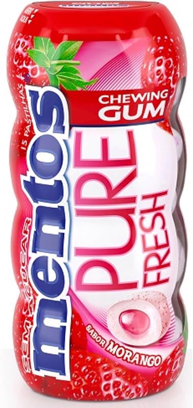 Pure Fresh Kaugummi | Zuckerfrei | Erdbeere | 10 Dosen (je 15 Dragees) | 150 Stück
