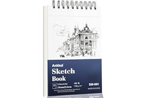 ANKKOL 5.5 x 8.5 Sketchbook - Mini Sketch Book - 100 Sheets (68 lb/100gsm) Sketch Pad, Acid-Free Drawing Paper Top Spiral Sketchpad for Dry Media