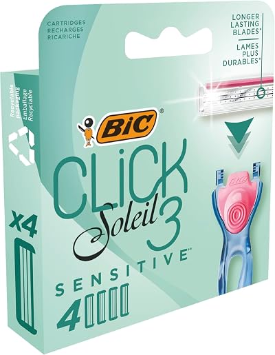BIC Click 3 Soleil Sensitive Razor Refills Box of 4 Cartridges