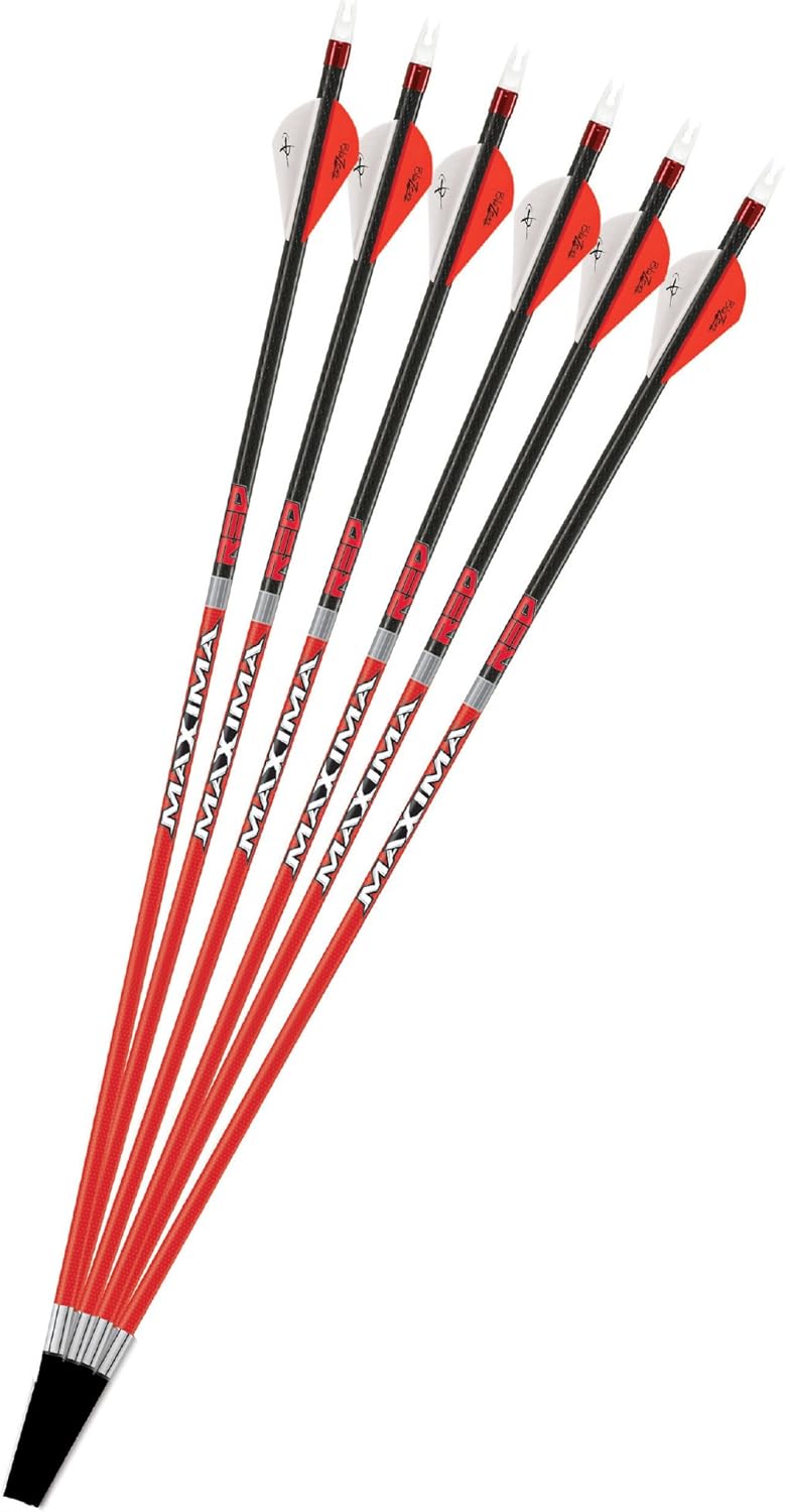 Carbon Express Maxima RED Fletched Carbon Arrows with Dynamic Spine Control and Blazer Vanes, 6-Pack : Sports & Outdoors