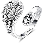 ZLILIJAN Spoon Ring 925 Sterling Silver Mermaid Adjustable Rings Vintage Ocean Sea Jewelry Gifts for Women