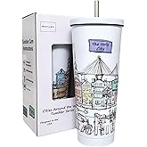 Beary Blu Cities Around the World 25 Oz Tumbler Series - Designed in the USA - Vacuum Insulated Tumbler with Lids & Straw - Stainless Steel Coffee Water Travel Mug, Cup for Hot Cold Drink (Charleston)