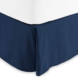 Bare HomeKing Bed Skirt - 15-Inch Tailored Drop Easy Fit - Bed Skirt for King Beds - Center & Corner Pleats (King, Dark Blue)