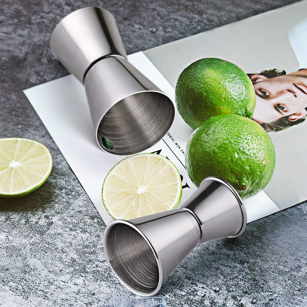 Set of 2 Stainless Steel 25/50 ml & 15/30 ml Cocktail Jigger Spirit Measure Cup - Image 4