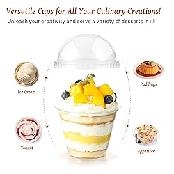 AOZITA 100 Sets, 9 oz Clear Plastic Cups with Dome