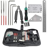 TIMESETL Guitar Repairing Maintenance Tool Kit Includes Fret Rocker Leveling Tool String Organizer String Action Ruler Gauge Measuring Tool Hex Wrench Set Files for Guitar Ukulele Bass Mandolin Banjo