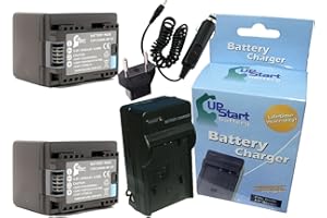 2 Pack Replacement for Canon VIXIA HF R600 Battery + Charger with Car & EU Adapters Compatible with Canon BP-727 BP-718 Digit