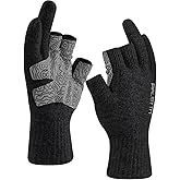 Palmyth Wool Fishing Gloves 3-Cut Fingers Warm for Men and Women Cold Weather Fingerless Gloves for Winter Fly Fishing