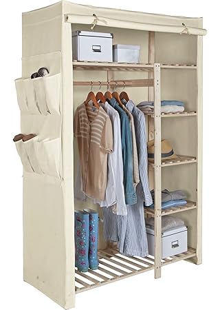 Polycotton And Pine Double Wardrobe Cream Amazon Co Uk Kitchen