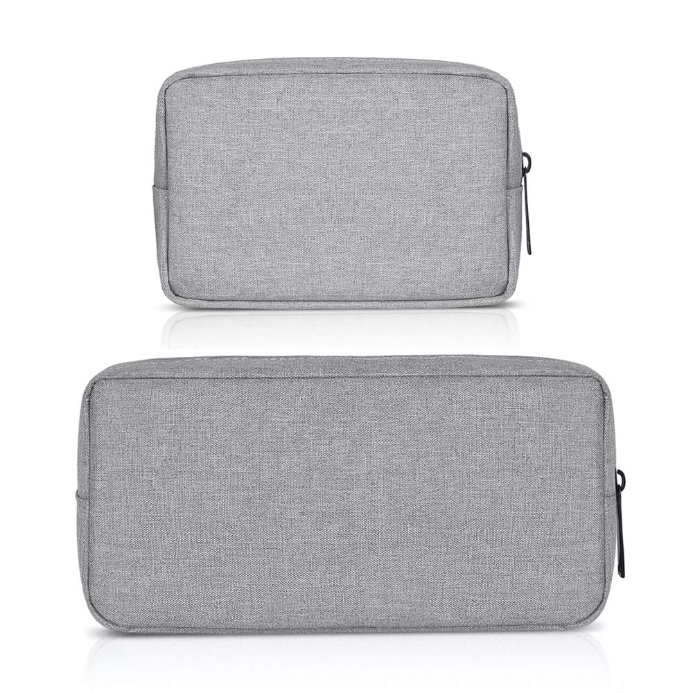 ERCENTURY Universal Electronics/Accessories Soft Carrying Case Bag, Durable & Light-weight,Suitable for Out-going, Business, Travel and Cosmetics Kit (Gray-Small&Big)
