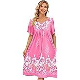 udforsk House Dresses for Women with Pockets Moo Moo Nightgown Short Sleeve Mumu Dress Lounge Dress S-5XL