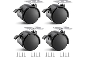 ANDUTEES 4-Piece Set of 2 inch Furniture casters, cart Wheels with Locks, Plastic Swivel casters, for workbenches and Tables (Black)