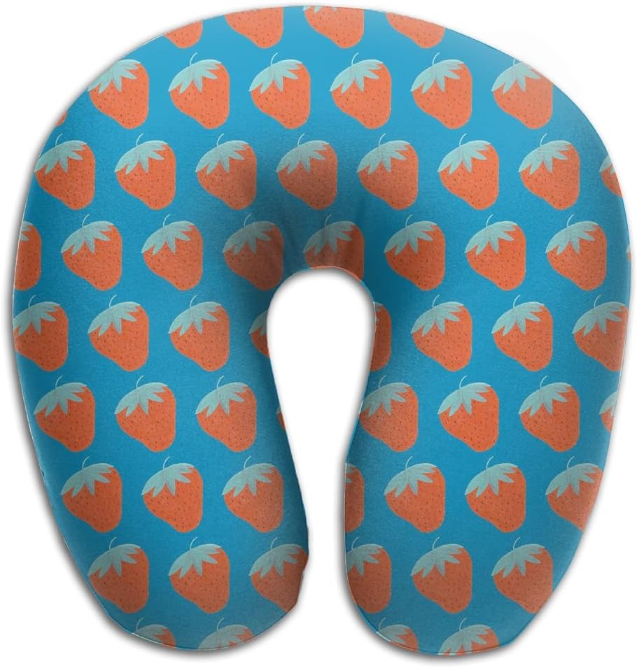 DMN U-Shaped Neck Pillow Strawberries Pillows Soft Portable Travel Reading Sleeping