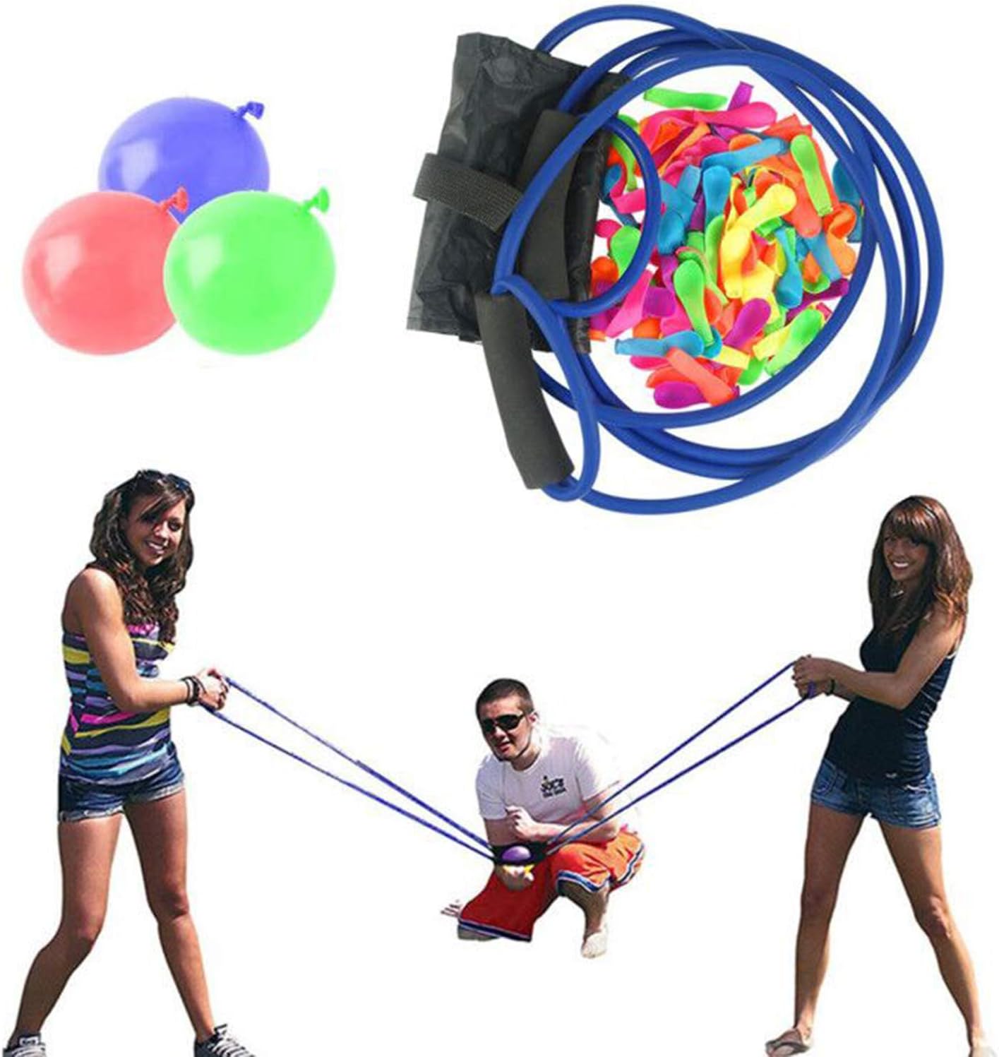 TZUTOGETHER Water Balloons Launcher Long Range with 100 Balloons, 3 Man