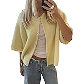 KIGRAD Women Short Sleeve Button Down Cropped Cardigan Sweater T-Shirts Y2k Girls Knit Pullover Crop Tops Fall Clothes