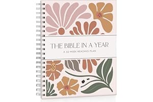 Afrisensetic The Bible In A Year: A 52-Week Bible Study For Women - Spiral Bible In A Year With Note Taking Space - Bible Study Guide Plan Workbook - Christian Gifts For Women