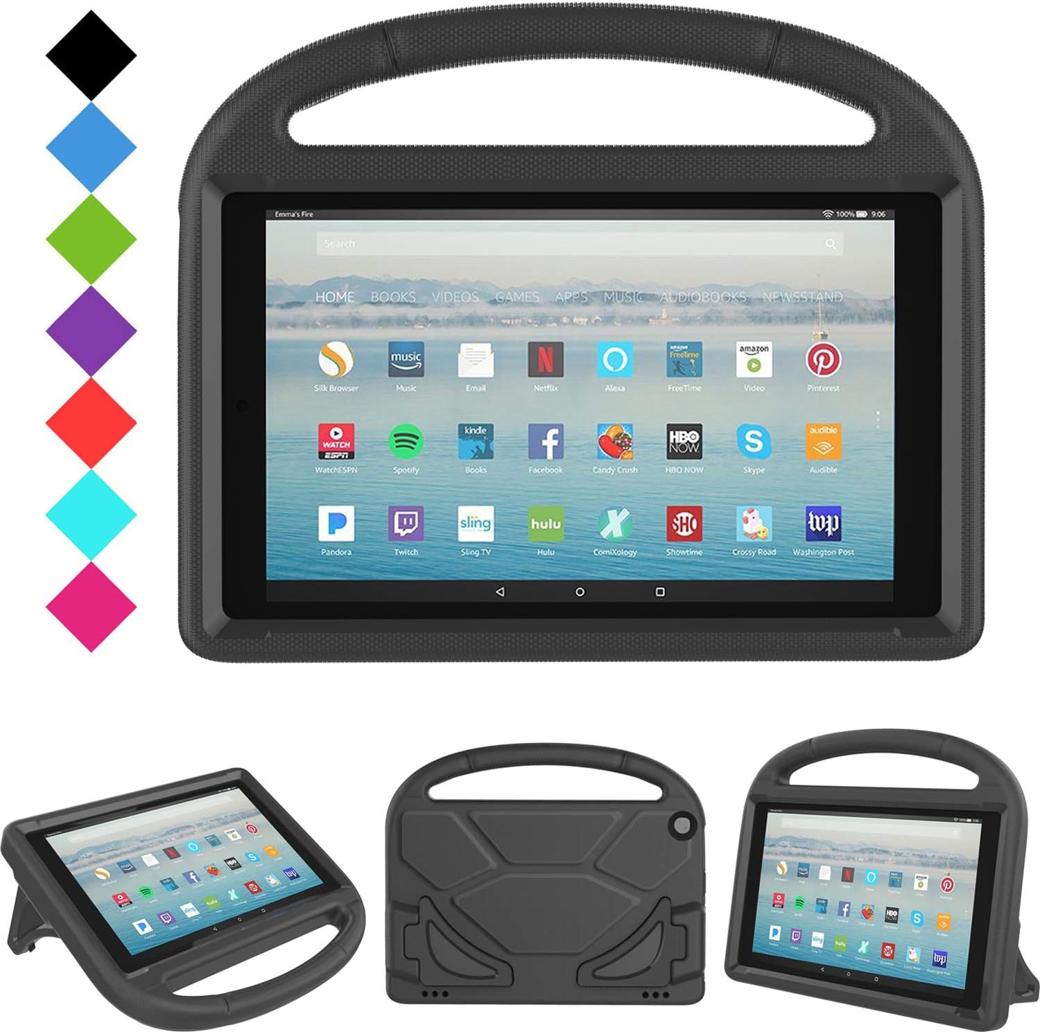 All-New Fire HD 10 2019/2017 Tablet Case - TIRIN Light Weight Shock Proof Handle Stand Kids Friendly Case for Amazon Fire HD 10.1 Inch Tablet (9th/7th Generation, 2019/2017 Release), Black