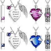 Fumete 8 Pieces Urn Necklace for Ashes Cremation Jewelry Ashes of Loved Ones Keepsake Urns Pendant Necklace for Women Men(Dark Blue, Purple)