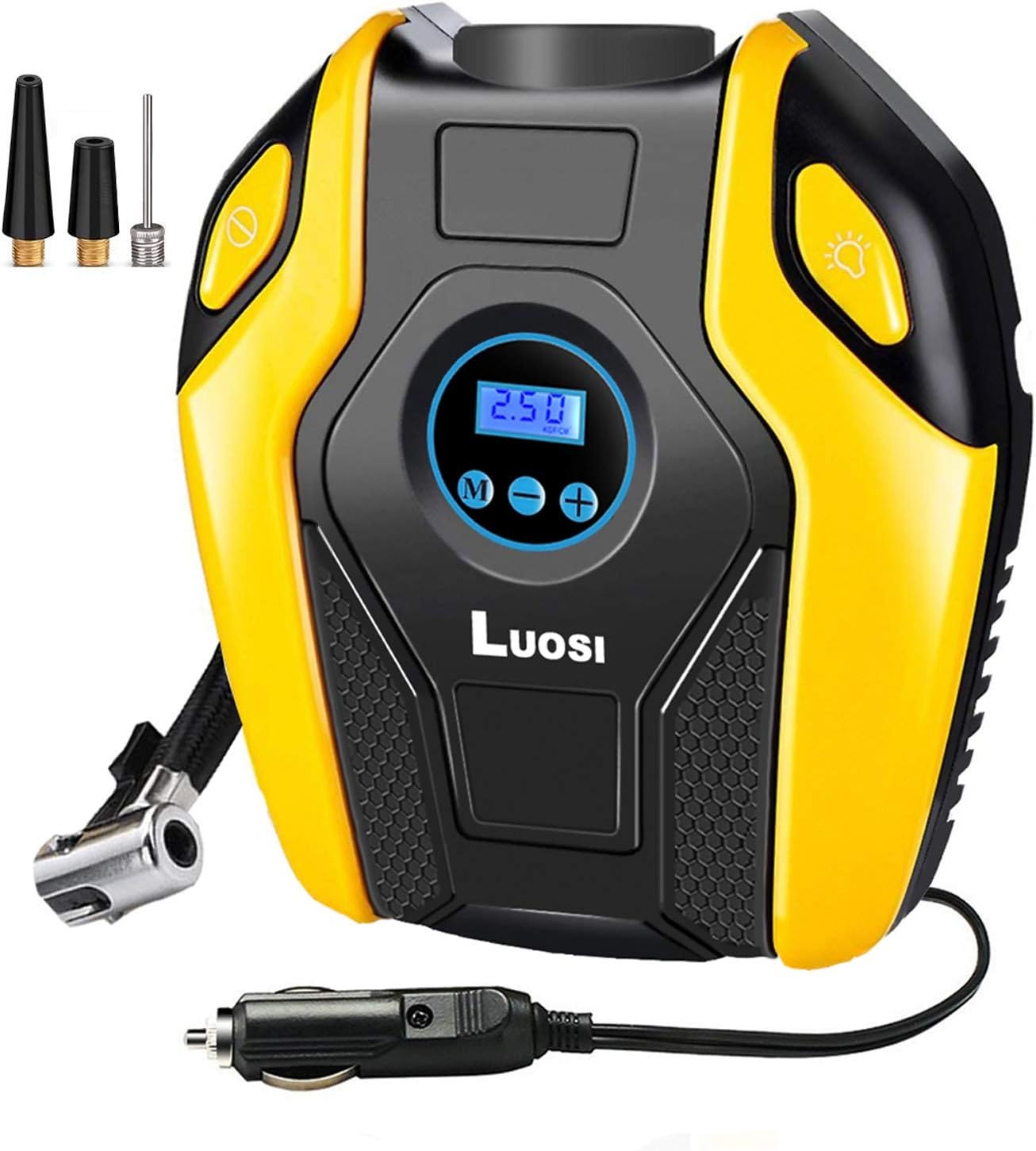 LUOSI Portable Air Compressor Pump 12V DC 150 PSI Auto Digital Tire Inflator Tire Pump(Orange)