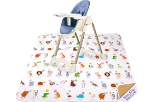 DFHY Waterproof Baby Splat Mat for High Chair and Floor, 51.18 x 51.18 Inch Wipeable, Washable & Anti-Slip Food Mat, Balloon Animals Design