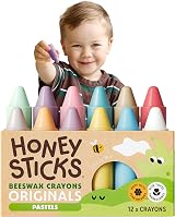 Honeysticks 100% Pure Beeswax Crayons 12 Pack Pastel Non Toxic