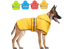 Candofly Dog Raincoat Hooded Poncho - Adjustable Waterproof Dog Rain Jacket Lightweight Reflective Dog Rain Coat Pet Slicker for Large Dogs (X-Large, Yellow)