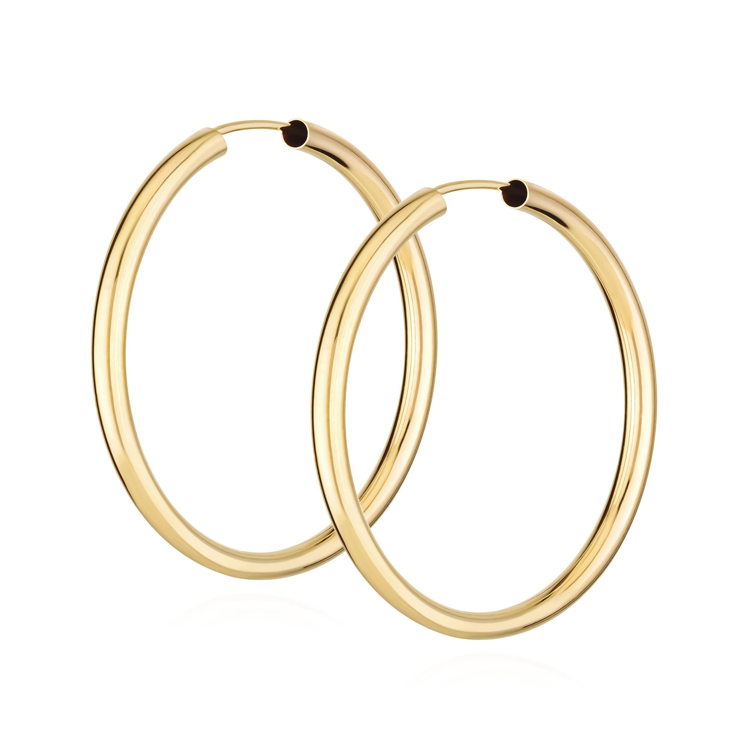 NKlaus pair of gold creoles earrings round gold earrings 40mm 9017