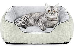 FURTIME Cat Bed for Indoor Cats, Small Puppy Bed 14''x14'' for Extra Small Dog, Washable Dog Bed Super Soft and Comfy Waterproof Durable Calming Dog Bed Best for Puppy and Kitten with Non-Slip Bottom