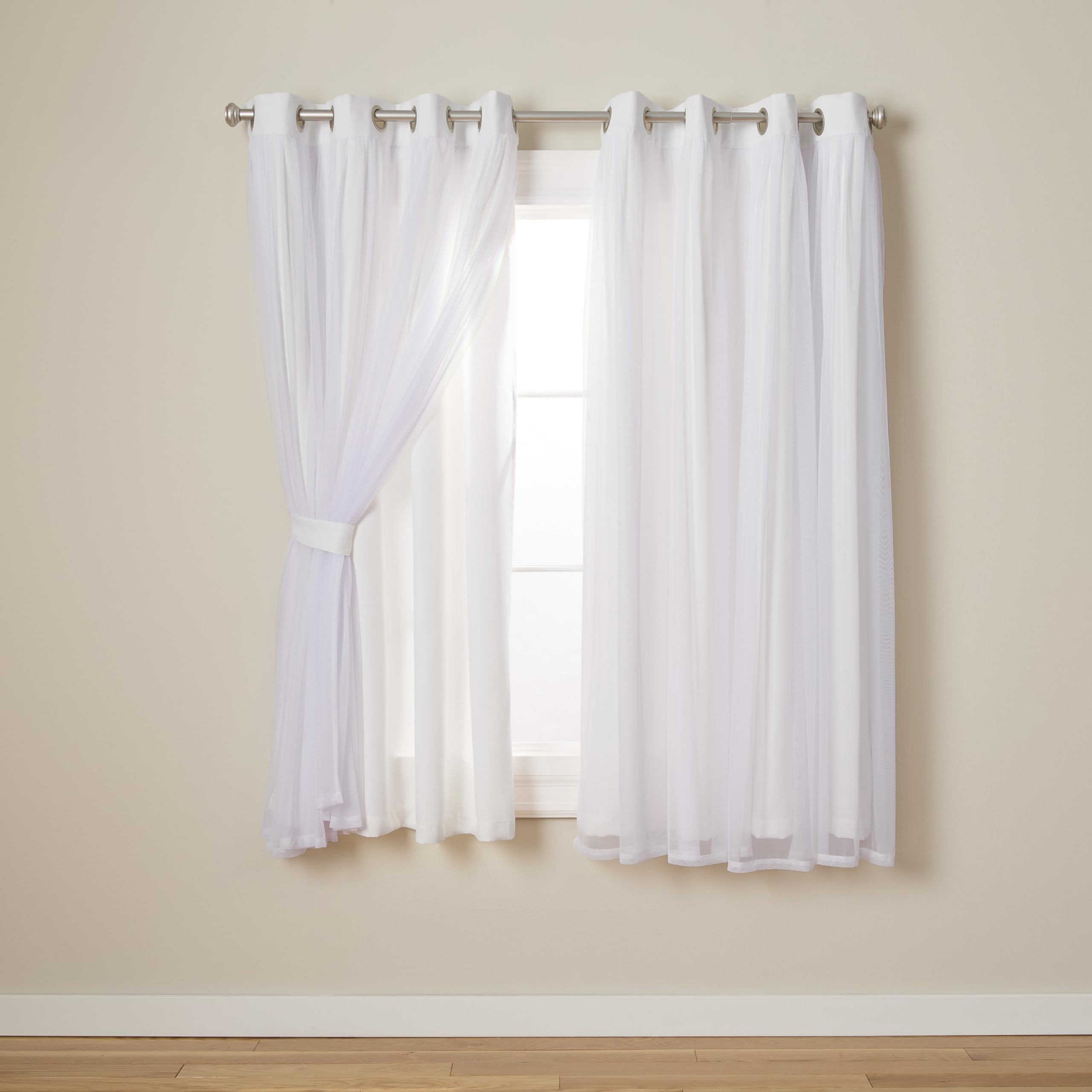 Exclusive Home Curtains Catarina Woven Blackout Grommet Top Panel Pair, Winter White, 52x63, 2 Piece