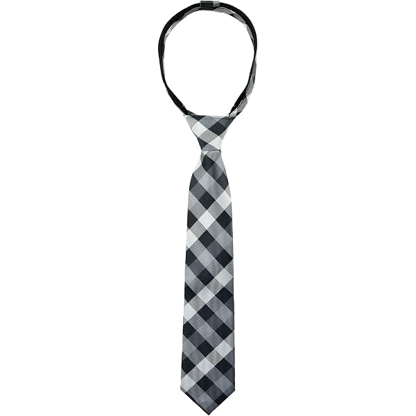 Retreez Men's Classic Navy & Grey Check Woven Microfiber Tie