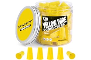 Crweety 120 Pcs Yellow Wire Connectors Nuts, 18-12 AWG Electrical Wire Connectors, Twist-on Electrical Wire Caps, Sturdy Wire Caps Insulated for Quick Connection