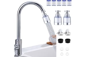 SOEKAVIA Water Filter for Sink, 360 Rotating Faucet Filter for Home Kitchen Bathroom, Universal Water Purifier Removes Fluorine Chlorine Heavy Metals Hard Water, Easy to Install (2 Pack)