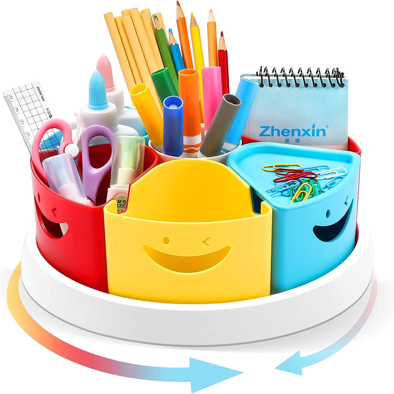 Photo 1 of MeCids Art Supply Storage and Organizer - 360° Spinning Pen Holder and Pencil/Marker Organizer Caddy for Desk for Office, Classroom - Kids Craft Supplies Organization and Storage - Cell Phone Stand