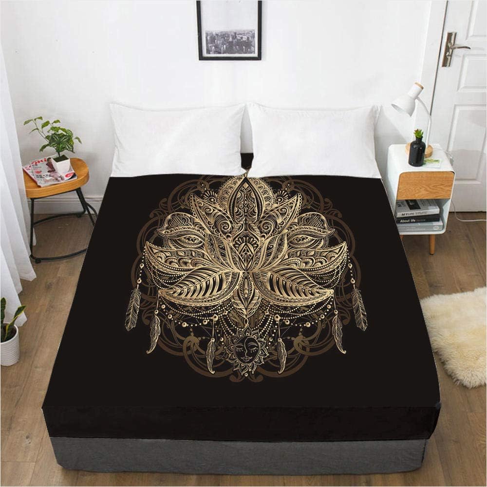 lhmlyl Bed Sheets Double Fitted Digital Printing 3D Bed Sheet Bedspread