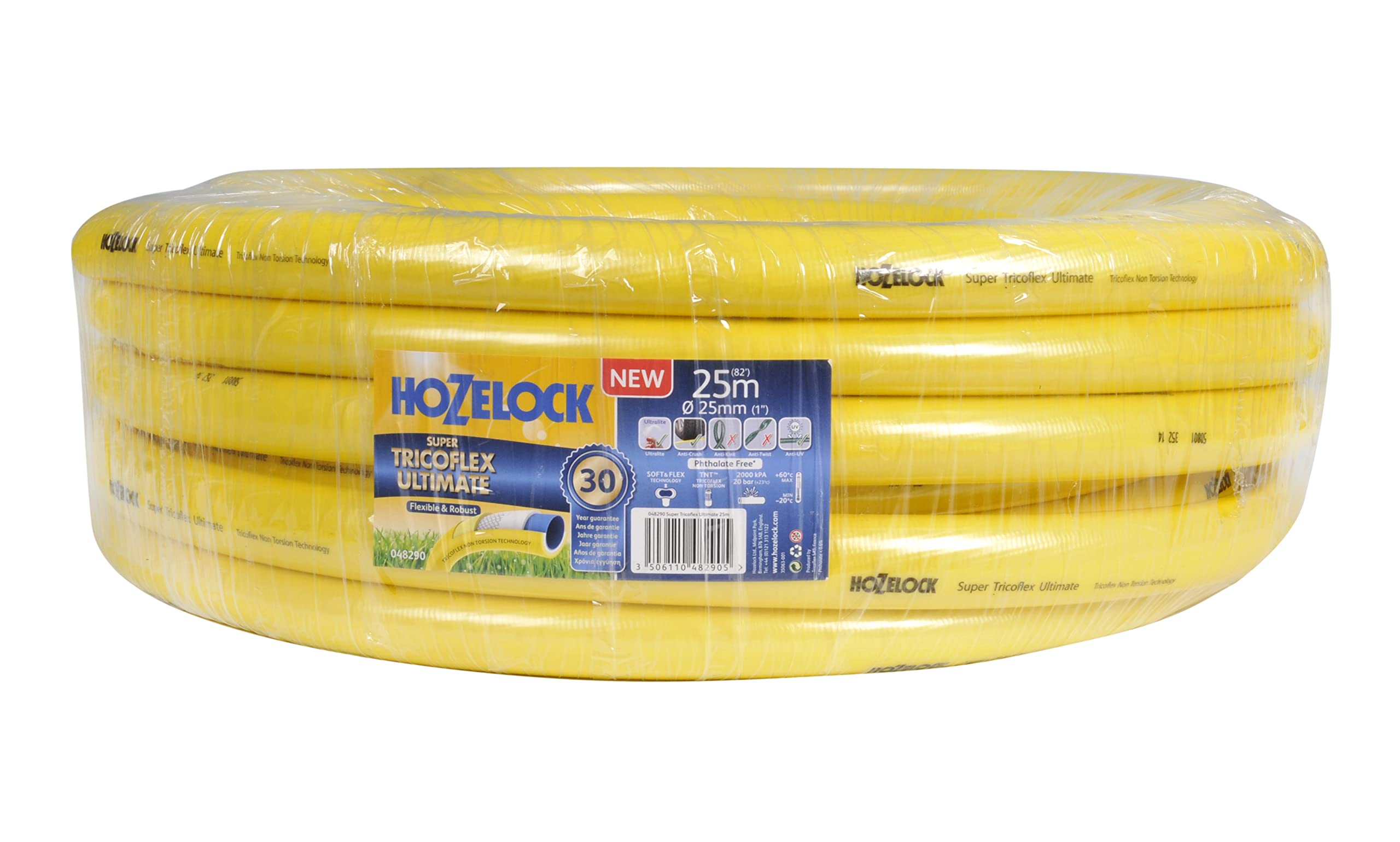 Hozelock 48290 25 mm 25 m Super Tricoflex Ultimate Water Hose - Yellow