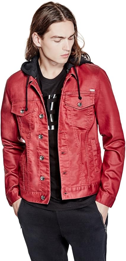 guess red denim jacket