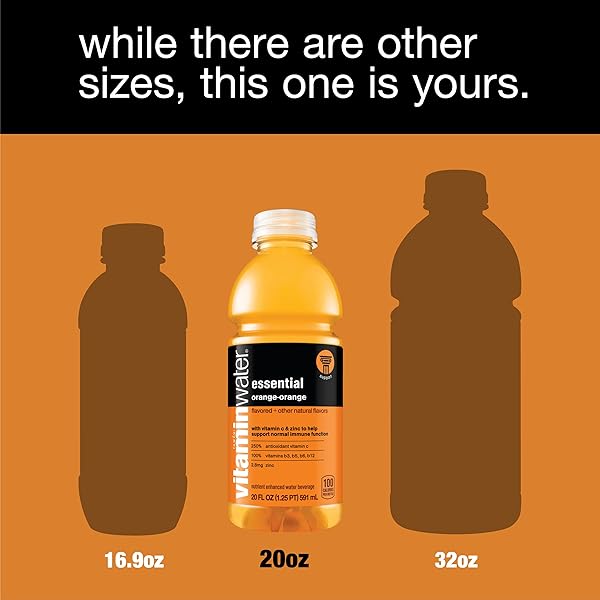 VITAMINWATER ESSENTIAL ELECTROLYTE ENHANCED WATER W/VITAMINS, ORANGE-ORANGE DRINKS, 20 FL OZ, 12 PACK