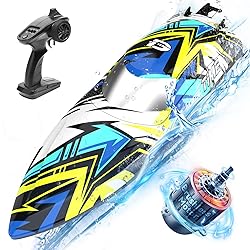 DEERC Brushless Remote Control Boat, 30+ mph Racing