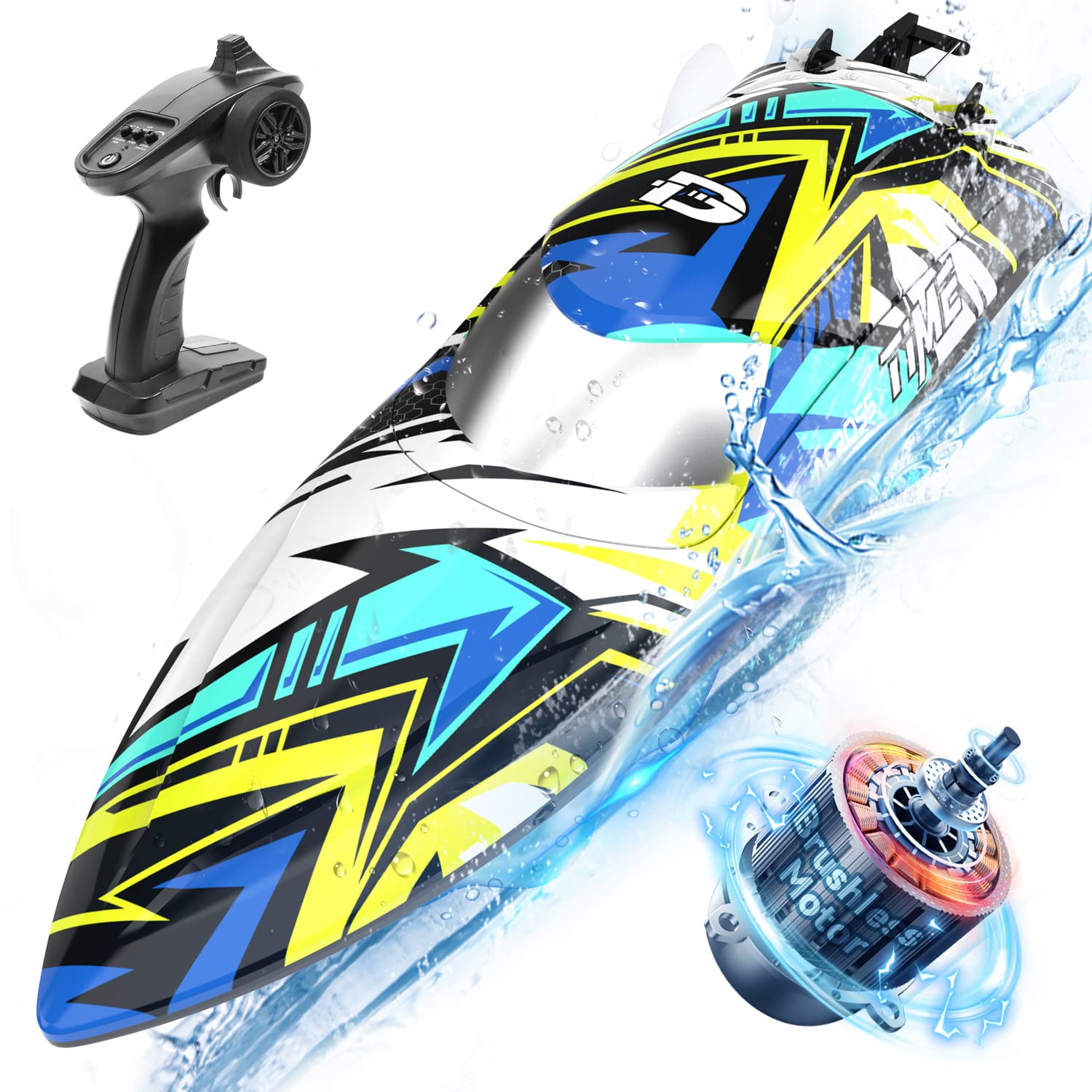 DEERC Brushless Remote Control Boat, 30+ mph Racing