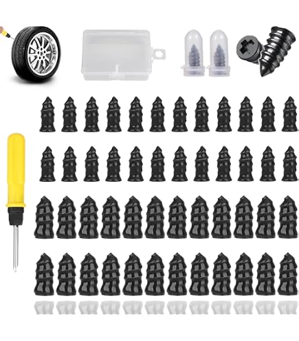 Kit De Réparation De Pneu 60 Pièces - Clous, Vis Et Bouchons En Caoutchouc - Pour Réparation Rapide De Pneus De Voiture