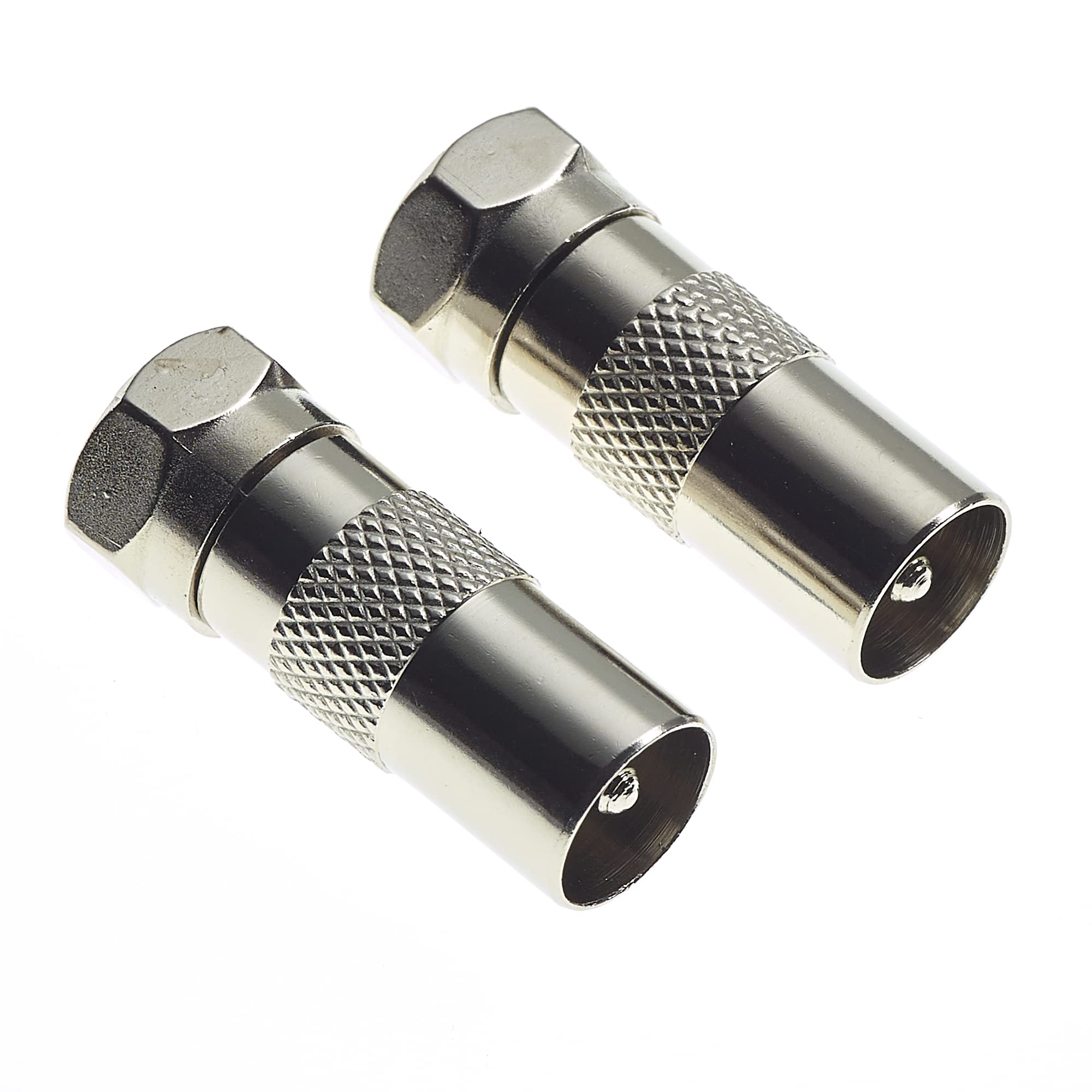 TV Plug To F Type Plug Adaptor - TV Coax Socket, Adapter Converter Coaxial Cable Cord F Type Male RCA Female RF Connector, High-Speed Quick Connect F-Type Plug - Pack Of 2